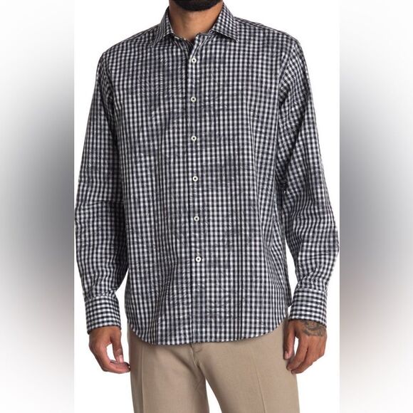 Bugatchi long sleeve woven classic fit premium cotton shirt size L and M NWT